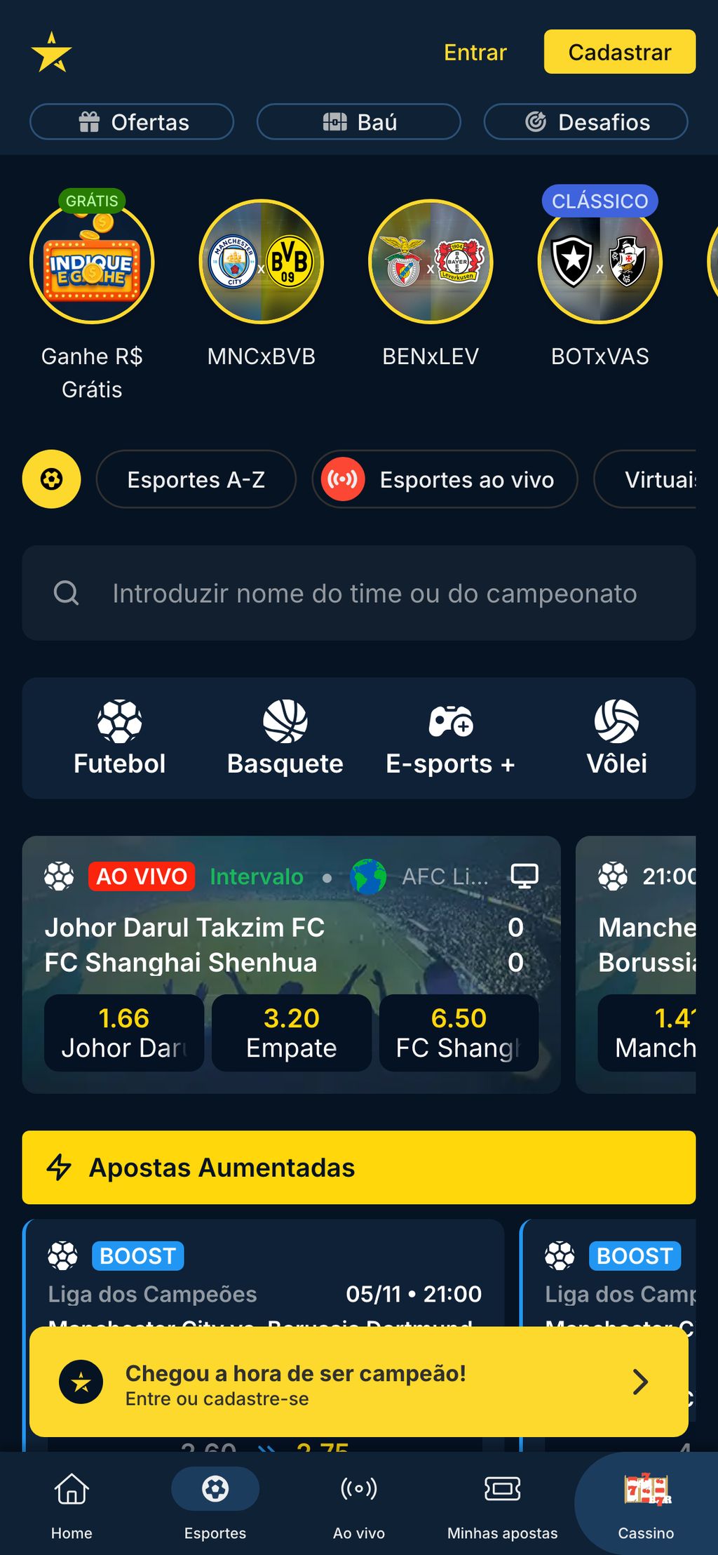 Apostas esportivas na Estrelabet 