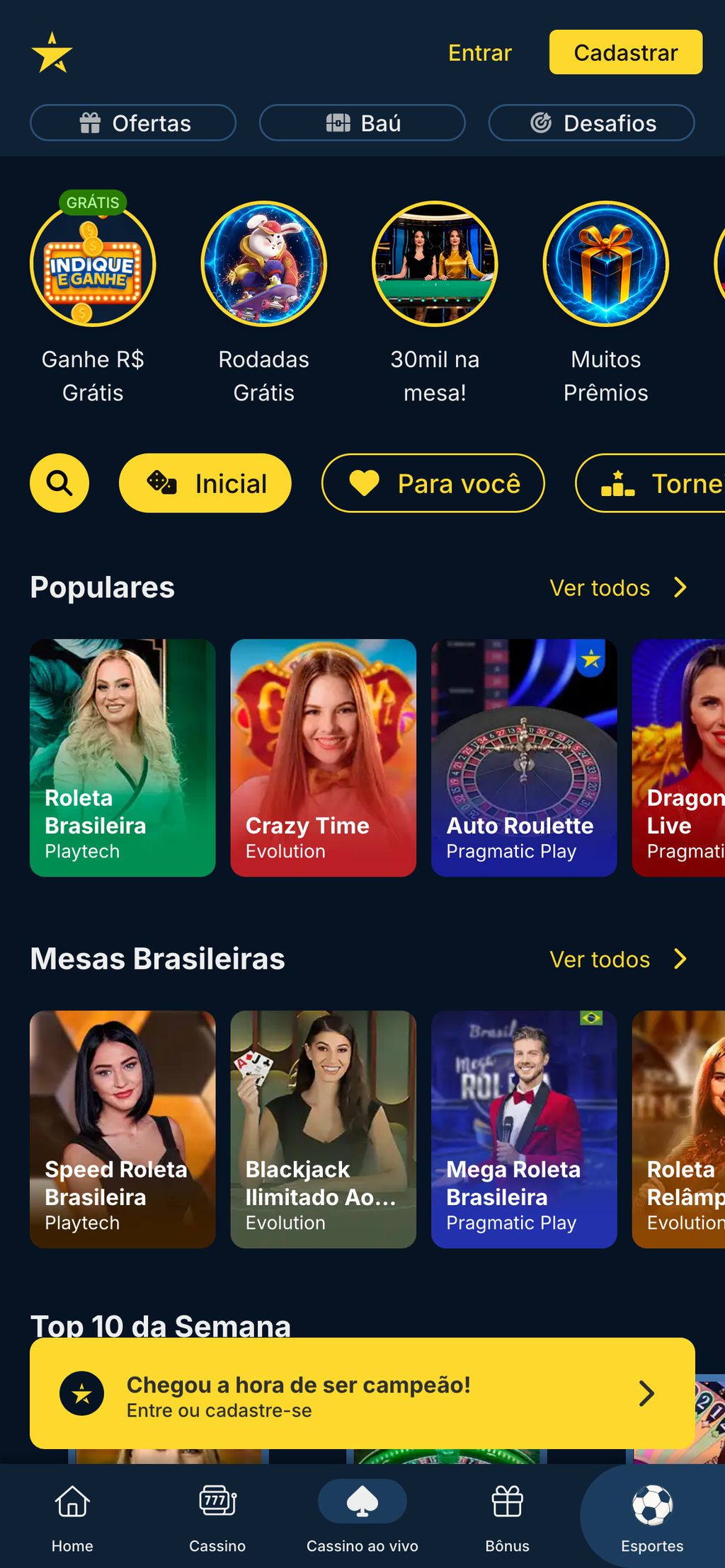 Casino ao vivo na Estrelabet