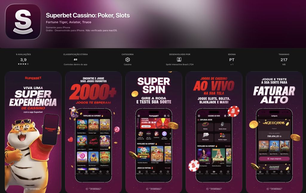 Lobby do app de cassino da Superbet, com mais de 2.000 jogos