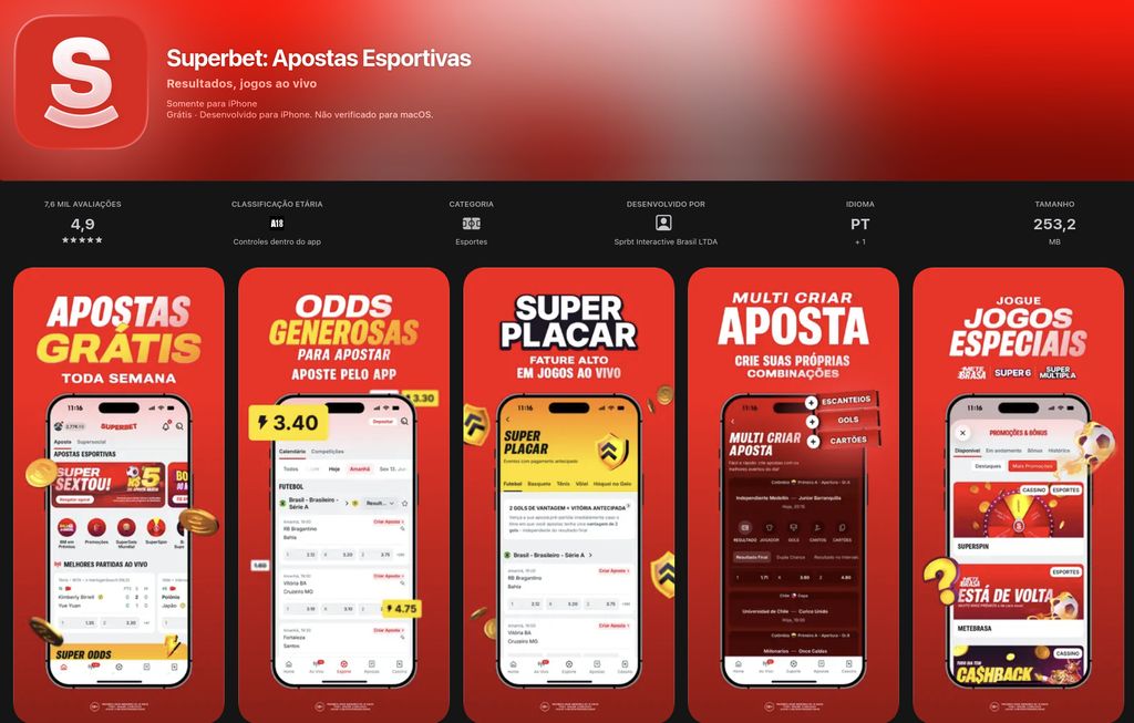 Superbet: Apostas Esportivas na App Store, exclusivo para iPhone